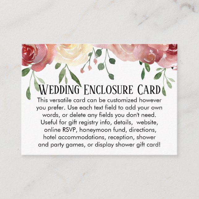 Einfache DIY Custom Wedding Blush Pink Floral Begleitkarte (Vorderseite)
