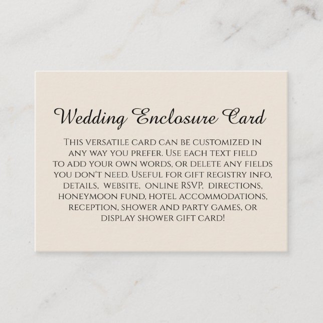 Einfache DIY Custom Wedding Cream Begleitkarte (Vorderseite)