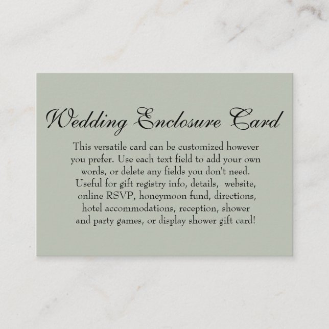 Einfache DIY Custom Wedding Versatile Sage Green Begleitkarte (Vorderseite)
