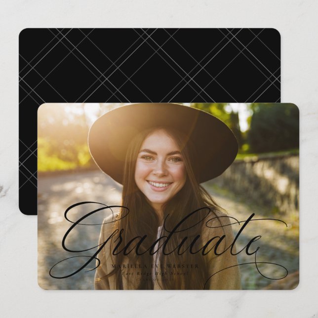 Einfache Doktorarbeit in Schwarzweiß-Abschluss Ankündigung (Vorne/Hinten)