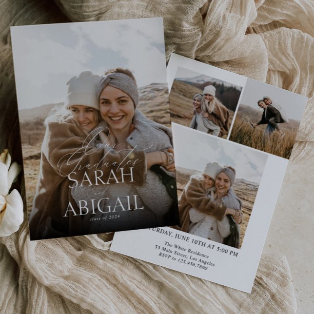 Einfache Doppel-Feier Foto Graduation Party Einladung (Von Creator hochgeladen)