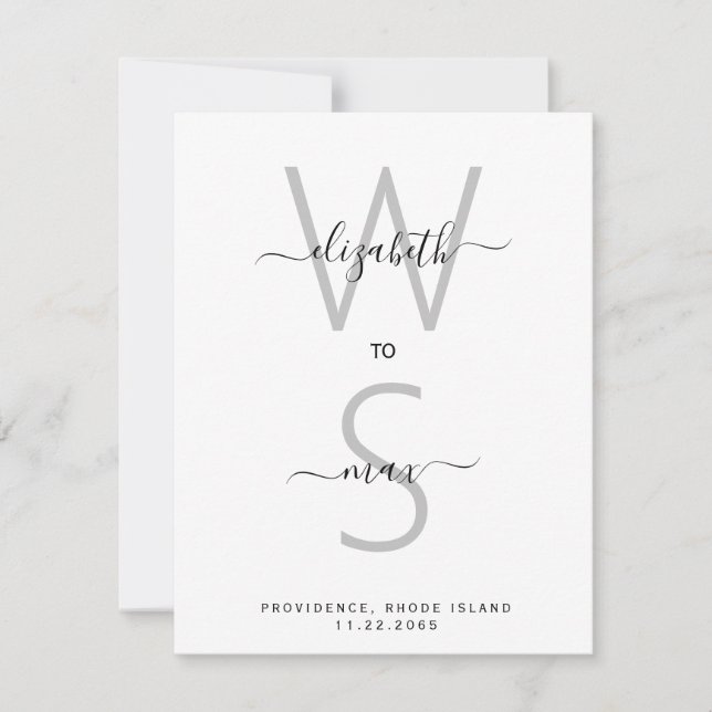 Einfache Doppelinitialen und Nachname Save the Dat (Vorderseite)