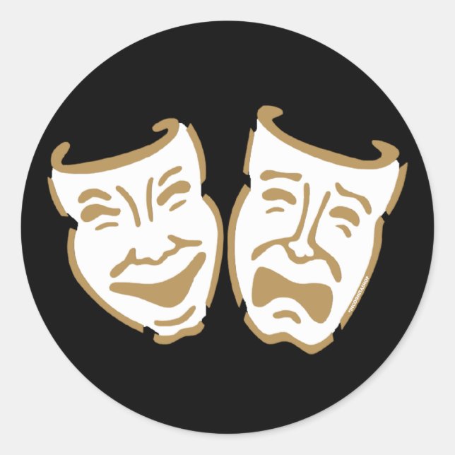 Einfache Drama-Masken Runder Aufkleber (Vorderseite)