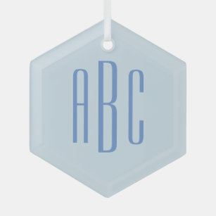 Einfache Drei-Buchstaben-blaue Monogramm Ornament Aus Glas