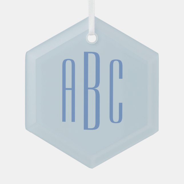 Einfache Drei-Buchstaben-blaue Monogramm Ornament Aus Glas (Vorderseite)