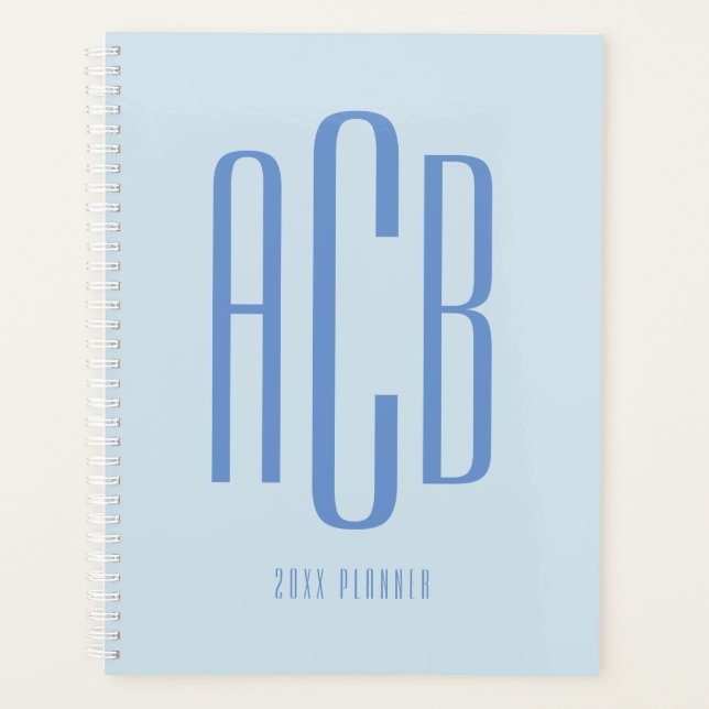 Einfache Drei-Buchstaben-blaue Monogramm Planer (Vorderseite)