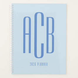 Einfache Drei-Buchstaben-blaue Monogramm Planer