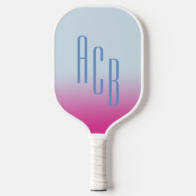 Einfache Drei-Buchstaben-blaues, rosafarbenes Ombr Pickleball Schläger (Vorderseite)