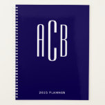 Einfache Drei-Buchstaben-Monogramm Dunkelblau Planer<br><div class="desc">Ein dunkelblau und weiß einfaches dreiteiliges Monogramm-Design für ihren Planer. Sie können Schriftart und Hintergrund ändern,  wenn Sie coole,  helle Farben bevorzugen. Erstellen Sie Ihr eigenes mit Monogramm Geschenk für ihre Zuhause.</div>