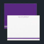 Einfache Drei Streifen Lila Gray Men's Stationery Mitteilungskarte<br><div class="desc">Dieses Design enthält 3 Streifen am unteren Ende der Karte und Platz für einen Namen. Klicken Sie auf die Schaltfläche Anpassen, wenn Sie die Bilder verschieben/skalieren und den Text weiter verändern möchten! Variationen dieses Designs, zusätzliche Farben sowie koordinierende Produkte sind in unserem Shop, zazzle.com/store/doodlelulu verfügbar. Kontaktieren Sie uns, wenn Sie...</div>