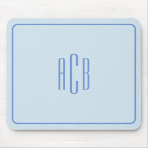 Einfache dreibuchstabige blaue Monogrammgrenze Mousepad