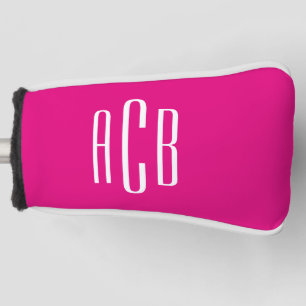 Einfache, dreimal bedruckte, rosa und weiße Monogr Golf Headcover