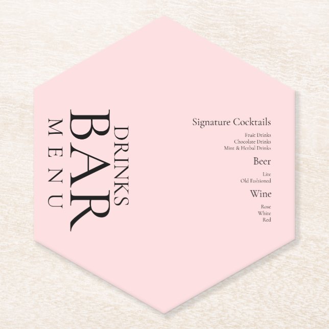 Einfache Drinks Cocktail Wein Hochzeit Rosa Untersetzer (Vorderseite)