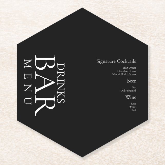 Einfache Drinks Cocktail Wein Hochzeit Schwarz-wei Untersetzer (Vorderseite)