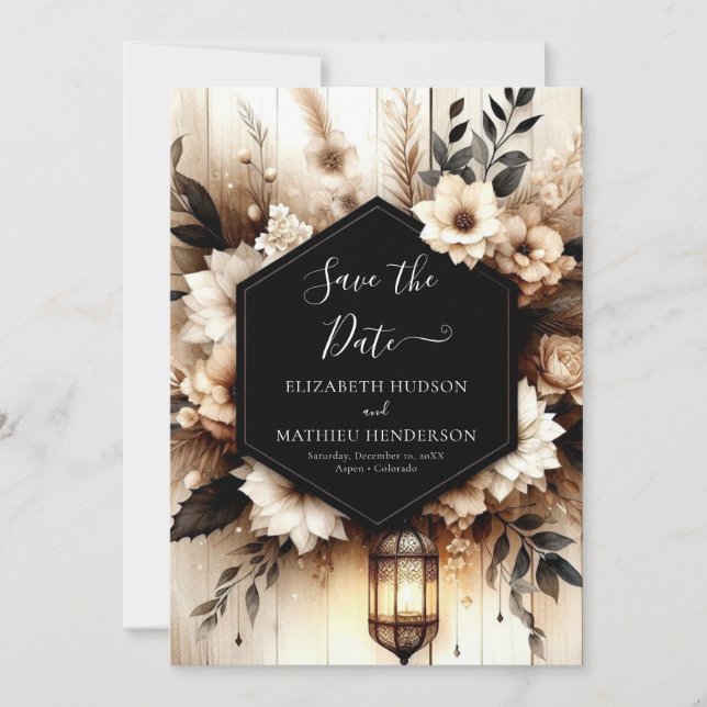 Einfache, druckbare Rustikale Hochzeit Save The Date (Vorderseite)