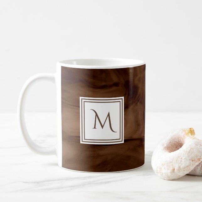 Einfache dunkelbraune, subtile Marmorverkleidung M Kaffeetasse (Mit Donut)