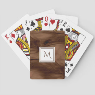 Einfache dunkelbraune, subtile Marmorverkleidung M Spielkarten