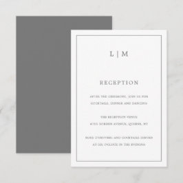 Einfache dunkelgraue Monogram-Elegante Hochzeit Begleitkarte