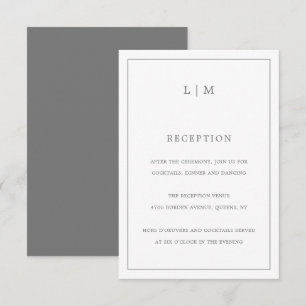 Einfache dunkelgraue Monogram-Elegante Hochzeit Begleitkarte