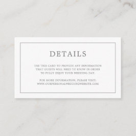 Einfache dunkelgraue Monogram-Elegante Hochzeit Begleitkarte