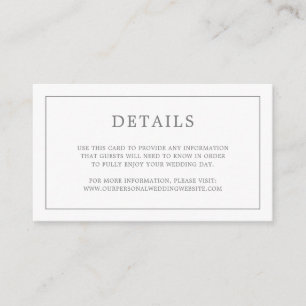 Einfache dunkelgraue Monogram-Elegante Hochzeit Begleitkarte
