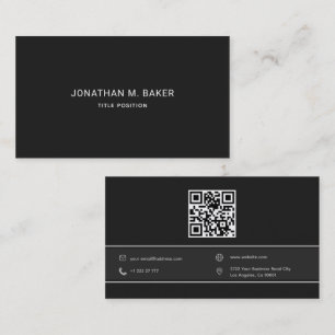 Einfache dunkelgraue QR Code Business Card Visitenkarte