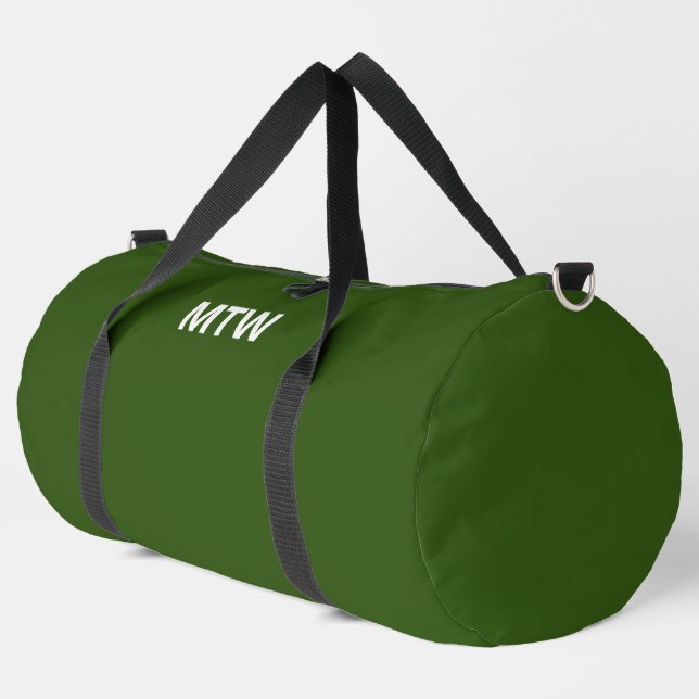 Einfache dunkelgrüne und weiße Vorlage für Monogra Duffle Bag (Linke Ecke)