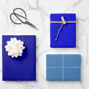 Einfache dunkle mittelstahlblaue Schattierungen 3 Geschenkpapier Set