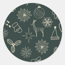 Einfache dunkle Seite Grün Niedliches Weihnachtsmu Runder Aufkleber