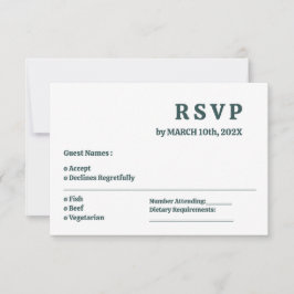 Einfache dunkle Slate Gray Minimal Wedding RSVP Ka Karte