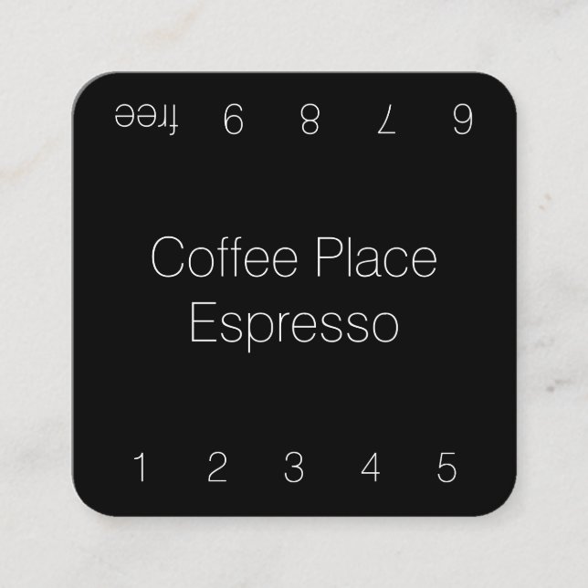 Einfache dünne dunkle Loyalitäts-Kaffee-Lochkarte Treuekarte (Vorderseite)