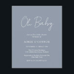 Einfache Dusty Blue Budget Kinderdusche Einladung<br><div class="desc">Moderne Duschkabine mit blauer Dusche und einem einfachen Design mit "Oh Baby" in rustikaler Schrift-Typografie. Diese elegante Einladung mit minimalistischer Gestaltung ist ideal für eine Babydusche.</div>