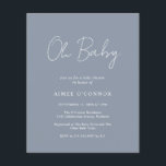 Einfache Dusty Blue Budget Kinderdusche Einladung<br><div class="desc">Moderne Duschkabine mit blauer Dusche und einem einfachen Design mit "Oh Baby" in rustikaler Schrift-Typografie. Diese elegante Einladung mit minimalistischer Gestaltung ist ideal für eine Babydusche.</div>