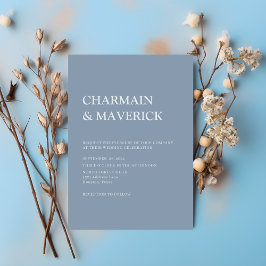 Einfache Dusty Blue Hochzeit Einladung
