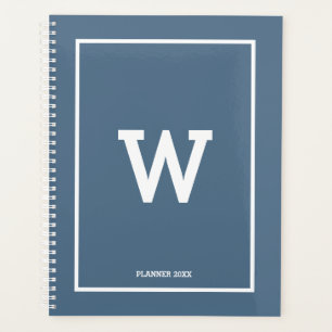 Einfache Dusty Blue Initial Monogram Monthly Planer