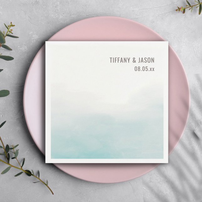 Einfache Dusty Blue Personalisiert Wedding Cocktai Serviette (Von Creator hochgeladen)