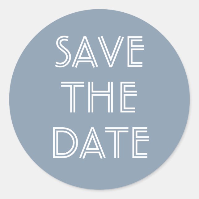 Einfache Dusty Blue Save the Date Aufkleber (Vorderseite)