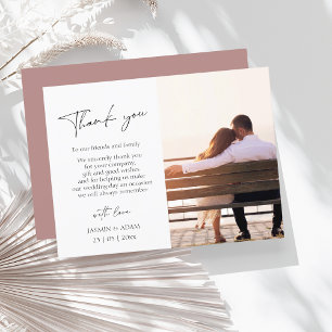 Einfache Dusty Pink Script Foto Hochzeit Vielen Da Postkarte