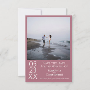 Einfache Dusty Rose Moderne Minimalistische Foto H Save The Date