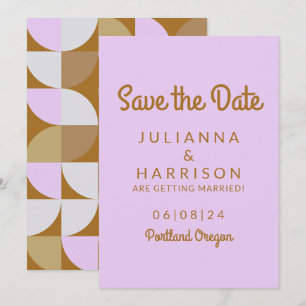 Einfache dynamische, geometrische Lilac- und Rust- Save The Date