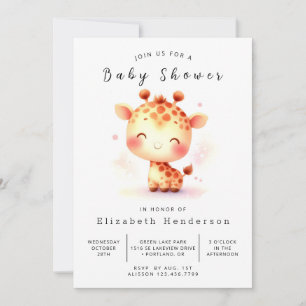 Einfache Editable Giraffe Babydusche Einladung