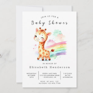 Einfache Editable Giraffe Babydusche Einladung