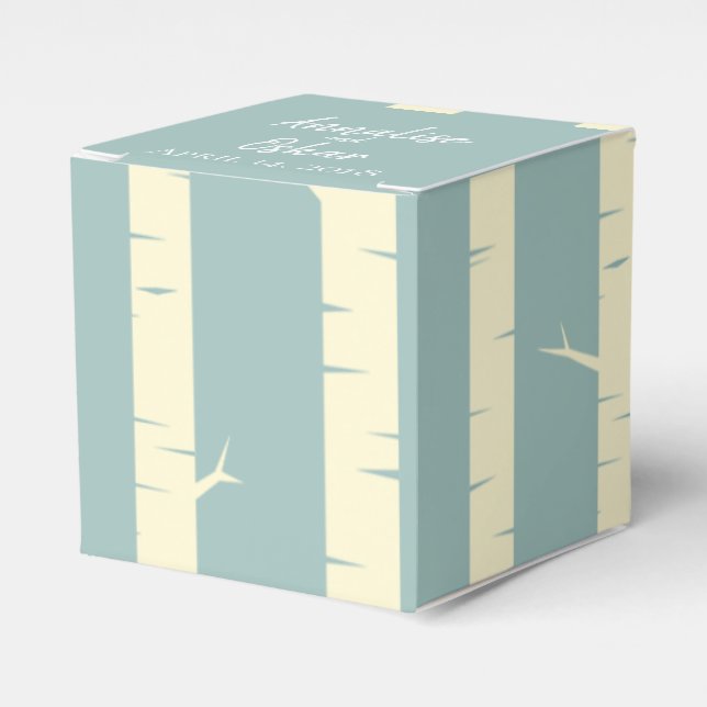 Einfache Eggshell Blue Birch Gastgeschenk Hochzeit Geschenkschachtel (Vorderseite)