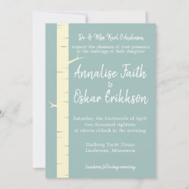 Einfache Eggshell Blue Birch Wedding Einladung
