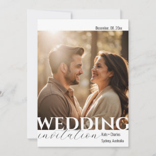 Einfache Eindeutige QR-Foto-Hochzeitseinladung Einladung
