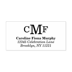 Einfache einfache, moderne 3 Monogramm-Farbe Permastempel