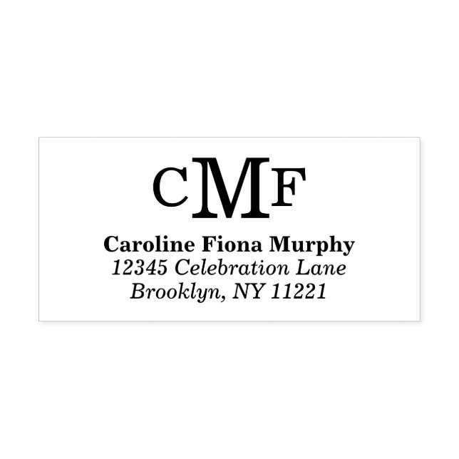 Einfache einfache, moderne 3 Monogramm-Farbe Permastempel (Design)