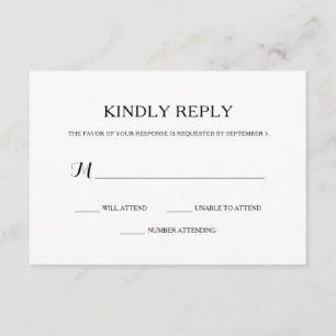 Einfache einfache Schwarz-Weiß-Hochzeit-RSVP RSVP Karte