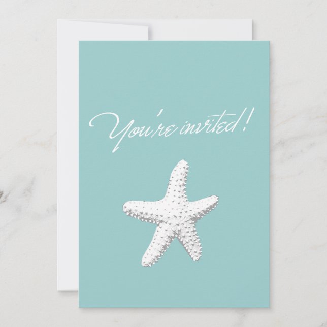 Einfache Einladung des White Starfish Babyduschers (Vorderseite)