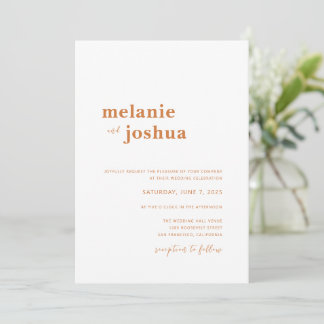 Einfache Einladung für moderne Hochzeiten | Kupfer